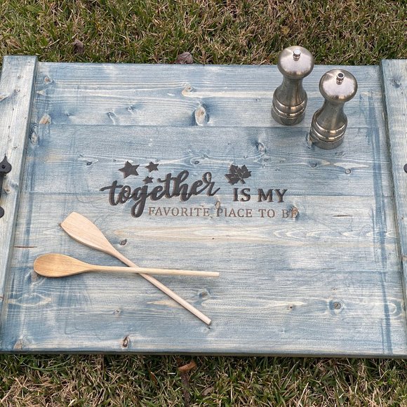 Handcrafted Stove Top CoverStained Wood